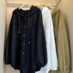 早秋襯衫特大碼300斤歐貨連帽開衫衛衣女微胖mm顯瘦休閒遮肉外套T