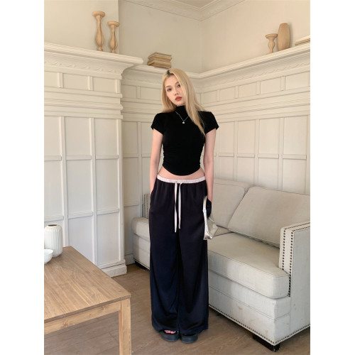 甜辣妹半高領短袖T恤女早春新款穿搭緊身白色修身顯瘦短款小上衣