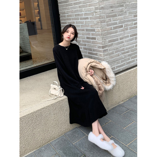 大碼女裝寬松加厚長款魚尾毛衣裙秋冬胖mm遮肚內搭過膝針織連衣裙 大碼女裝寬松加厚長款魚尾毛衣裙秋冬胖mm遮肚內搭過膝針織連衣裙