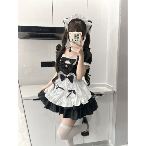 喵餅餅:黑白經典女僕裝cos可愛軟妹蘿莉lolita洛麗塔套裝連衣裙 喵餅餅:黑白經典女僕裝cos可愛軟妹蘿莉lolita洛麗塔套裝連衣裙