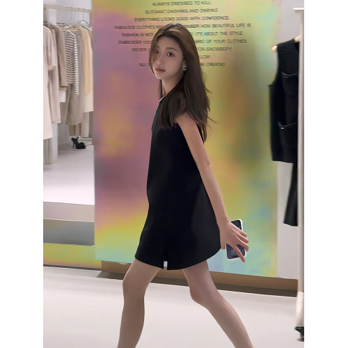 2025夏季新款法式高級感小黑裙氣質絕美小香風黑色無袖連衣裙子女