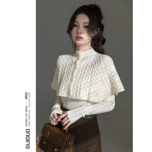 半高領毛衣曡穿兩件套女秋冬2025新款爆款外穿小衆設計感加厚冬季