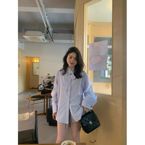 小衆設計感白色長袖襯衫女2025春季新款法式獨特別致高級感上衣