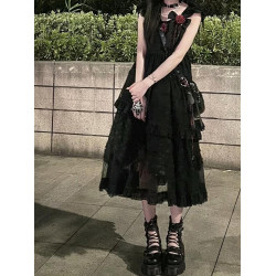 黑色玫瑰lolita連衣裙jsk花嫁洋裝洛麗塔cos服可愛公主氣質聖誕節