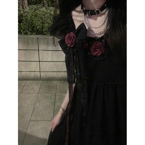 黑色玫瑰lolita連衣裙jsk花嫁洋裝洛麗塔cos服可愛公主氣質聖誕節
