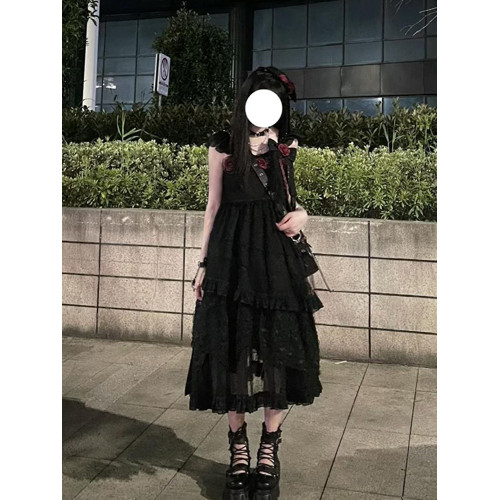 黑色玫瑰lolita連衣裙jsk花嫁洋裝洛麗塔cos服可愛公主氣質聖誕節
