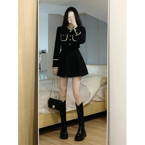 秋季女裝法式富家千金禦姐高級感茶系穿搭韓劇女主小香風套裝裙子