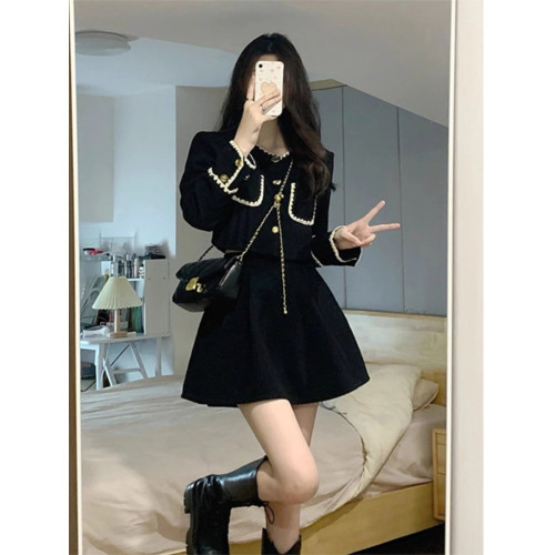 秋季女裝法式富家千金禦姐高級感茶系穿搭韓劇女主小香風套裝裙子