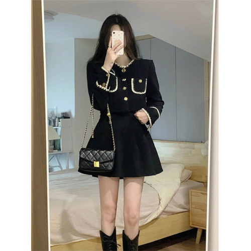 秋季女裝法式富家千金禦姐高級感茶系穿搭韓劇女主小香風套裝裙子