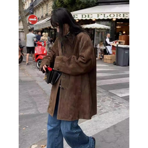 韓國東大門le*obe美娜百搭復古美拉德麂皮絨翻領寬松西裝 韓國東大門le*obe美娜百搭復古美拉德麂皮絨翻領寬松西裝