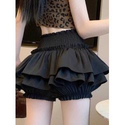 芭蕾風黑色半身裙女夏季2024新款高腰顯瘦蛋糕包臀A字蓬蓬短裙子