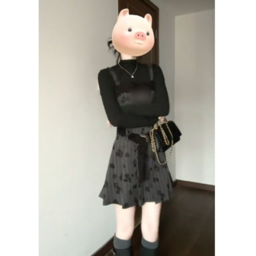 韓系氛圍感穿搭打底衫吊帶百褶連衣裙兩件套裝今年流行爆款裙子秋