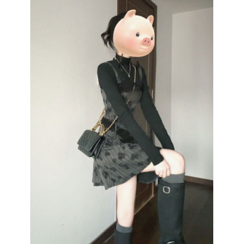 韓系氛圍感穿搭打底衫吊帶百褶連衣裙兩件套裝今年流行爆款裙子秋