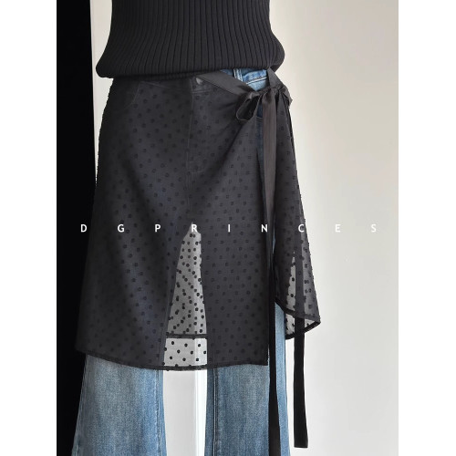 韓國ins博主個性蕾絲屁簾曡穿罩裙小衆設計系帶圍裙外搭半身裙女 韓國ins博主個性蕾絲屁簾曡穿罩裙小衆設計系帶圍裙外搭半身裙女