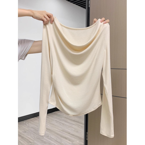 斜領露肩長袖t恤女初秋季絕美氣質打底衫顯瘦內搭甜辣一字肩上衣 斜領露肩長袖t恤女初秋季絕美氣質打底衫顯瘦內搭甜辣一字肩上衣