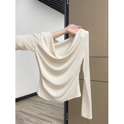 斜領露肩長袖t恤女初秋季絕美氣質打底衫顯瘦內搭甜辣一字肩上衣 斜領露肩長袖t恤女初秋季絕美氣質打底衫顯瘦內搭甜辣一字肩上衣