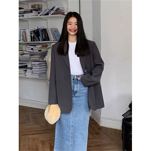 灰色小西裝外套女2025春秋新款小個子設計感小衆休閒西服 灰色小西裝外套女2025春秋新款小個子設計感小衆休閒西服