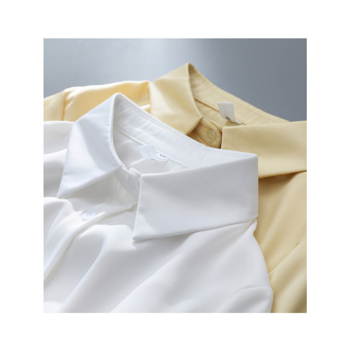 夏裝垂墜感氣質緞面五分袖白襯衫女2025女裝翻領職業通勤短袖上衣 夏裝垂墜感氣質緞面五分袖白襯衫女2025女裝翻領職業通勤短袖上衣