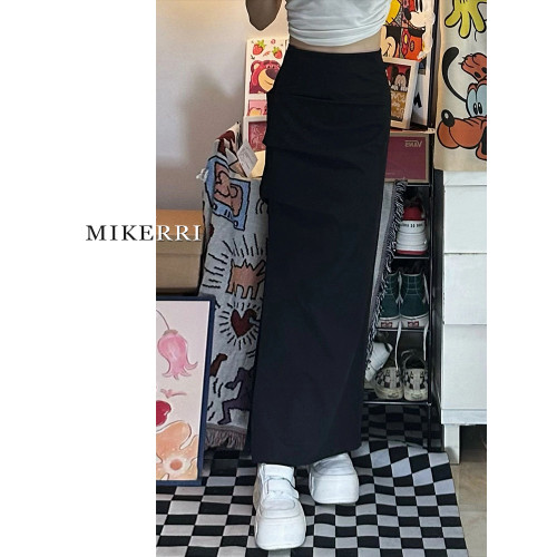 黑色西裝半身裙女秋季大碼胖mm高腰顯瘦梨型身材中長款a字包臀裙