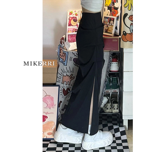 黑色西裝半身裙女秋季大碼胖mm高腰顯瘦梨型身材中長款a字包臀裙