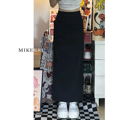 黑色西裝半身裙女秋季大碼胖mm高腰顯瘦梨型身材中長款a字包臀裙