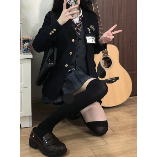 原創jk製服西裝外套女正版秋冬校供日系學院風三粒釦黑色西服套裝 原創jk製服西裝外套女正版秋冬校供日系學院風三粒釦黑色西服套裝
