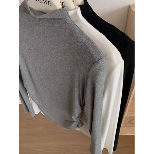 半高領內搭打底衫女秋冬季2025新款緊身chic掐腰長袖t恤修身上衣