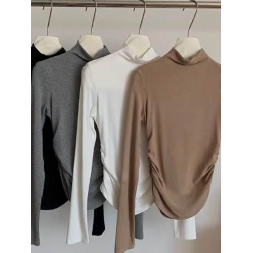 半高領內搭打底衫女秋冬季2025新款緊身chic掐腰長袖t恤修身上衣