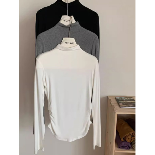 半高領內搭打底衫女秋冬季2025新款緊身chic掐腰長袖t恤修身上衣