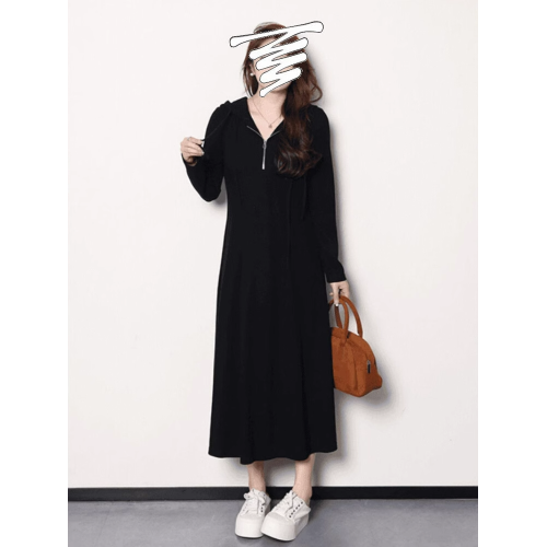 大碼女裝氣質顯瘦休閒針織連衣裙初秋新款胖mm垂感遮胯打底長裙子