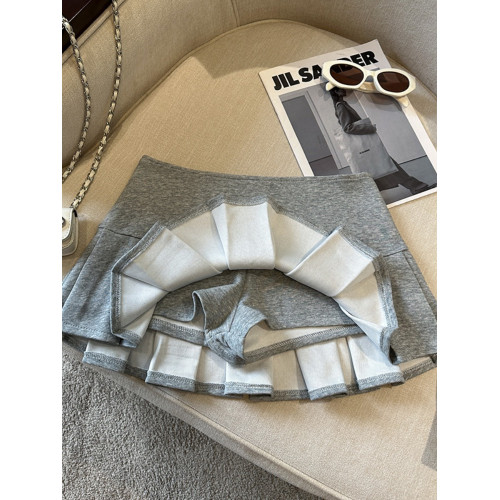 美式辣妹灰色低腰半身裙女大碼胖mm運動百褶裙顯瘦小個子a字短裙