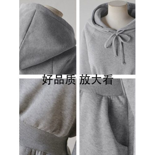 秋冬連帽長款加厚加絨衛衣裙大碼收腰胖mm長裙到腳踝學生女連衣裙