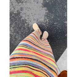 彩虹吊帶裙2024新款女夏季曡穿內搭大碼胖女孩a字吊帶連衣裙長裙