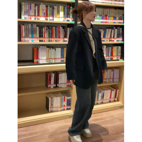 黑色西裝外套女2025春秋新款小個子高級感寬松氣質休閒學院風西服 黑色西裝外套女2025春秋新款小個子高級感寬松氣質休閒學院風西服