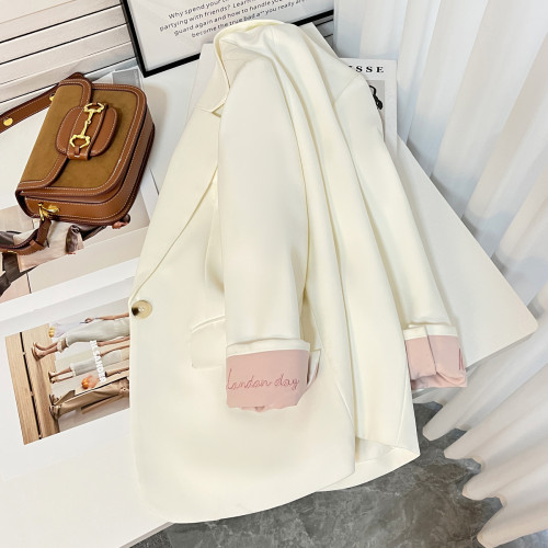 白色刺綉設計感西裝外套女2025春季新款時尚韓系溫柔氣質西服上衣 白色刺綉設計感西裝外套女2025春季新款時尚韓系溫柔氣質西服上衣
