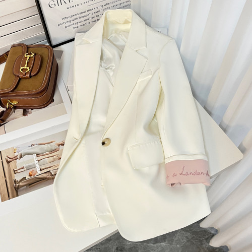 白色刺綉設計感西裝外套女2025春季新款時尚韓系溫柔氣質西服上衣 白色刺綉設計感西裝外套女2025春季新款時尚韓系溫柔氣質西服上衣