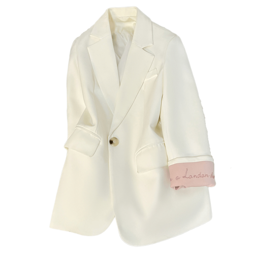 白色刺綉設計感西裝外套女2025春季新款時尚韓系溫柔氣質西服上衣 白色刺綉設計感西裝外套女2025春季新款時尚韓系溫柔氣質西服上衣