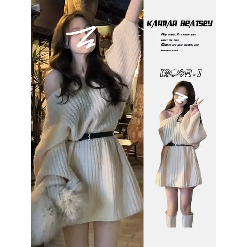 2025新款小個子穿搭針織內搭連衣裙子女秋冬法式氣質溫柔毛衣短裙