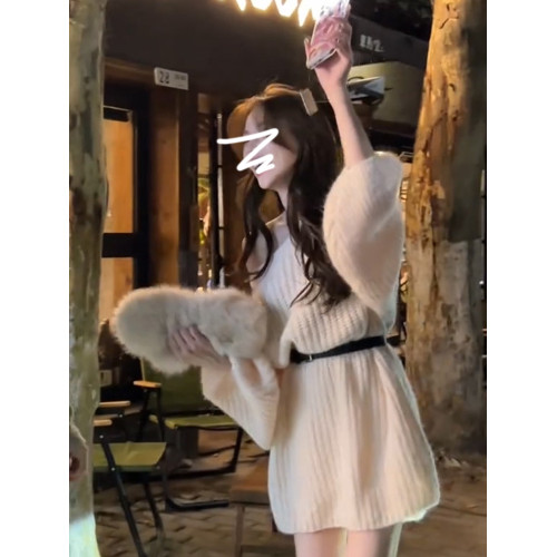 2025新款小個子穿搭針織內搭連衣裙子女秋冬法式氣質溫柔毛衣短裙