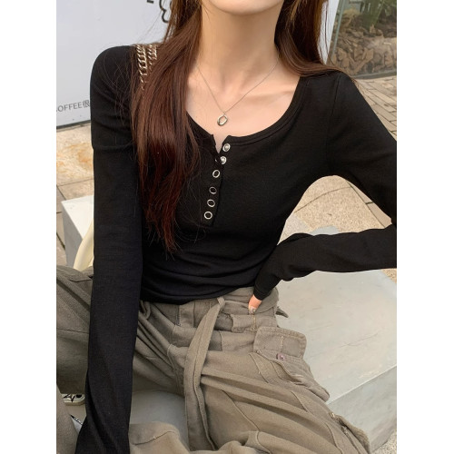 2025秋裝新款高級感洋氣正肩辣妹內搭小上衣女低領打底衫長袖t恤 2025秋裝新款高級感洋氣正肩辣妹內搭小上衣女低領打底衫長袖t恤