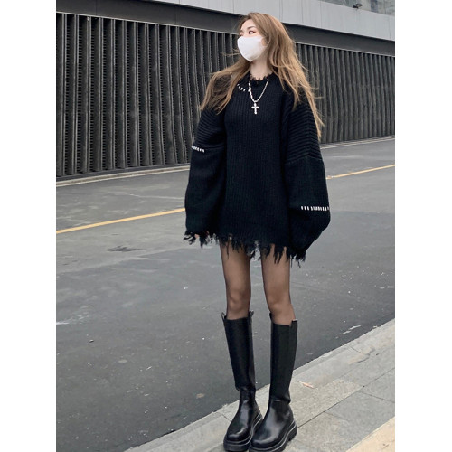 秋冬黑色毛衣針織長袖連衣裙小個子女裝早秋季2025新款巨好看穿搭