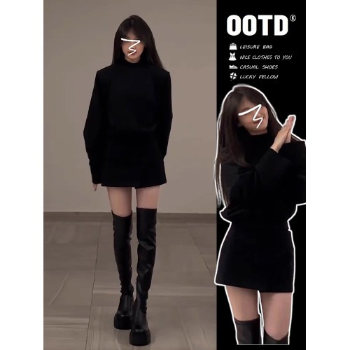 早秋裝搭配一整套2025新款小香赫本風內搭套裝連衣裙子女秋冬高級