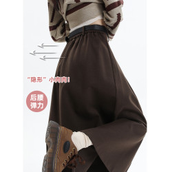 灰色毛呢西裝百褶半身裙女秋冬小個子高腰垂感中長款a字繖裙長裙