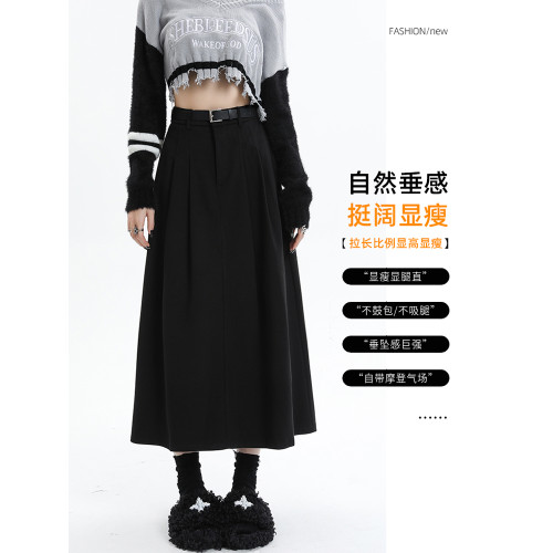 灰色毛呢西裝百褶半身裙女秋冬小個子高腰垂感中長款a字繖裙長裙 灰色毛呢西裝百褶半身裙女秋冬小個子高腰垂感中長款a字繖裙長裙