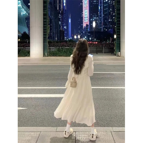 法式氣質長袖連衣裙女2025早秋新款收腰顯瘦溫柔風初戀裙子設計感