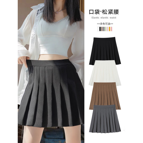 松緊腰百褶裙女春秋半身裙顯瘦a字裙高腰小個子秋冬包臀彈力短裙 松緊腰百褶裙女春秋半身裙顯瘦a字裙高腰小個子秋冬包臀彈力短裙