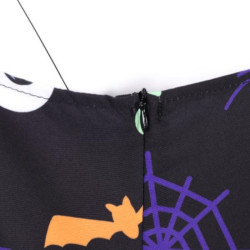 歐洲站萬聖節骷髏頭南瓜印花收腰顯瘦性感背帶無袖連衣裙女