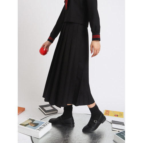 藤本日系正統不良JK長裙百褶裙高腰A字純色校供優等生半身裙夏季