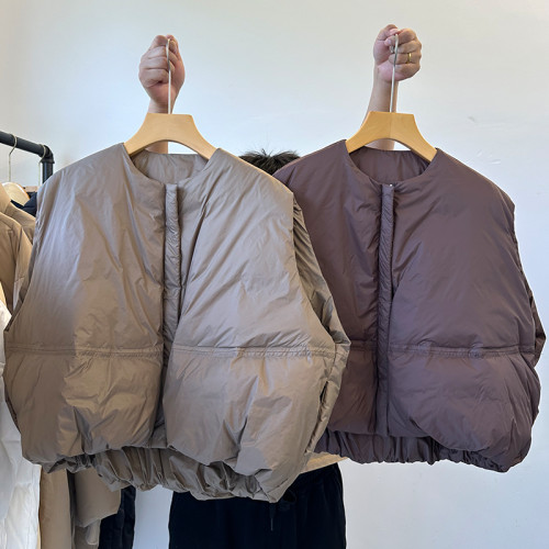 韓系紫色南瓜款羽絨馬甲女2025年秋冬新款白鴨絨無袖外搭馬夾外套 韓系紫色南瓜款羽絨馬甲女2025年秋冬新款白鴨絨無袖外搭馬夾外套