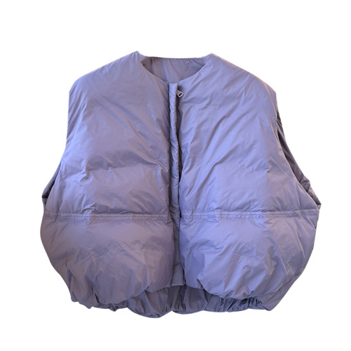 韓系紫色南瓜款羽絨馬甲女2025年秋冬新款白鴨絨無袖外搭馬夾外套 韓系紫色南瓜款羽絨馬甲女2025年秋冬新款白鴨絨無袖外搭馬夾外套